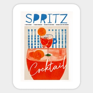 Retro Spritz Cocktail Poster Summer Picnic Homebar, Kitchen Bar Prints, Vintage Drinks, Recipe, Wall Art Sticker